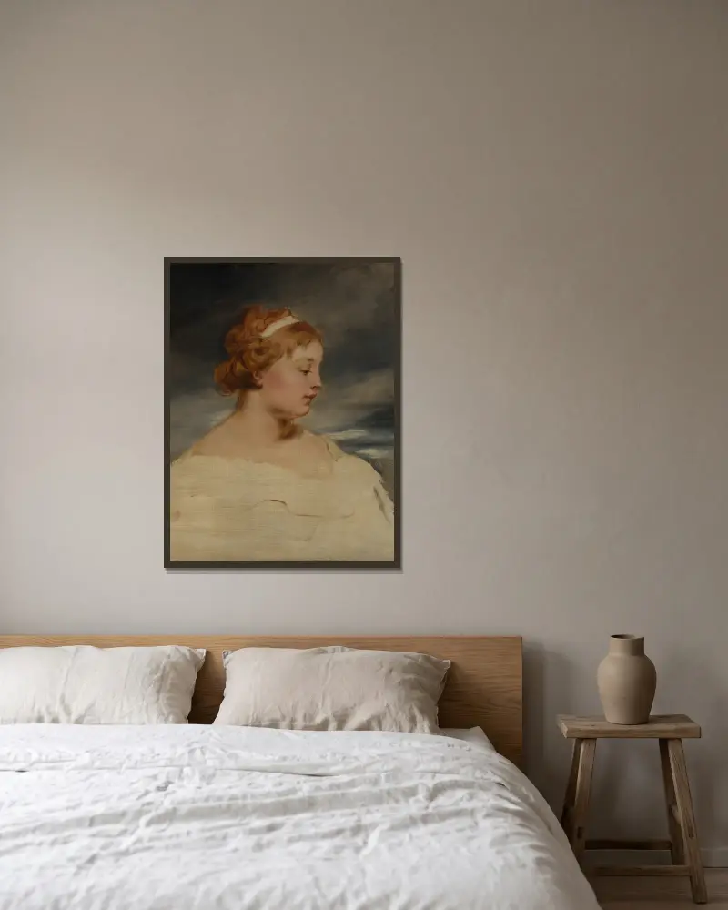 Portrait of a girl av Hans Canon inramad på en vägg