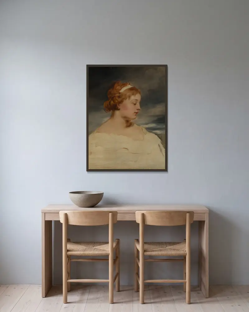 Portrait of a girl av Hans Canon inramad på en vägg