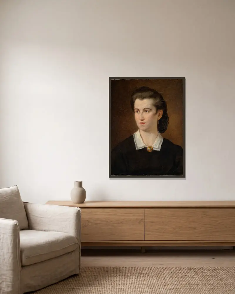 Portrait of a young girl av Hans Canon inramad på en vägg