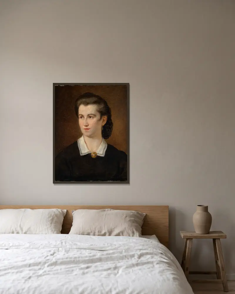 Portrait of a young girl av Hans Canon inramad på en vägg
