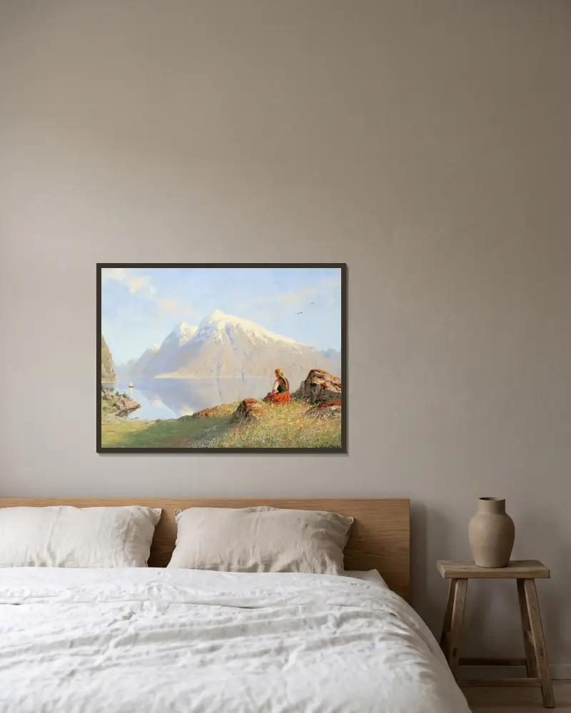 Summer in the fjords av Hans Dahl inramad på en vägg