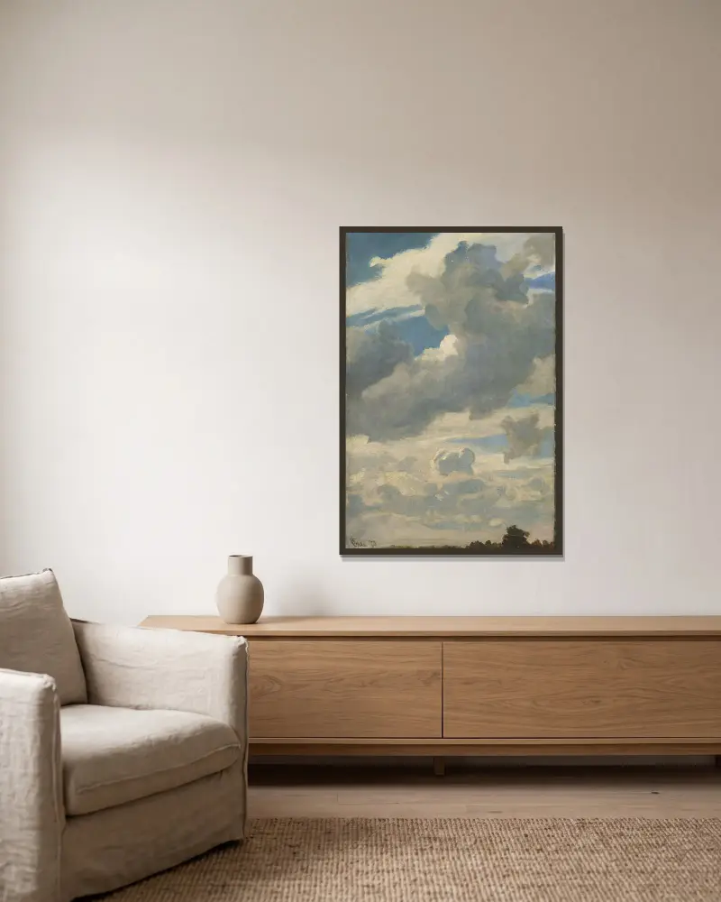Luftstudie von Hans Gude gerahmt an einer Wand