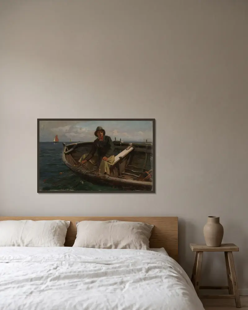Fisherman from Rügen av Hans Gude inramad på en vägg