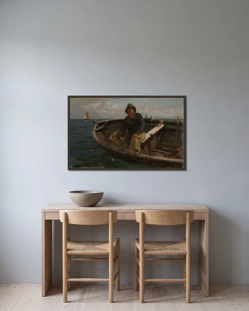 Fisherman from Rügen av Hans Gude inramad på en vägg