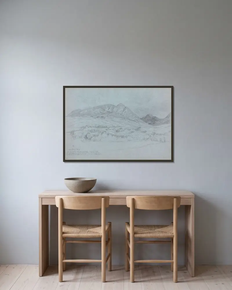 Fra Glen Sannox, Arran, Skottland av Hans Gude inramad på en vägg
