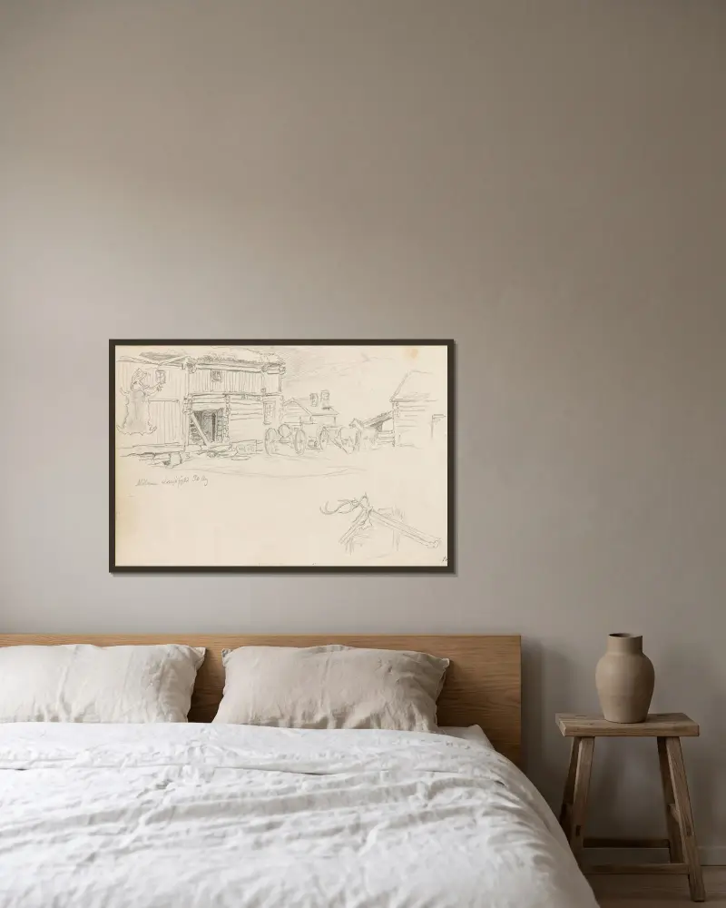 Aus Mølmen in Lesja von Hans Gude gerahmt an einer Wand