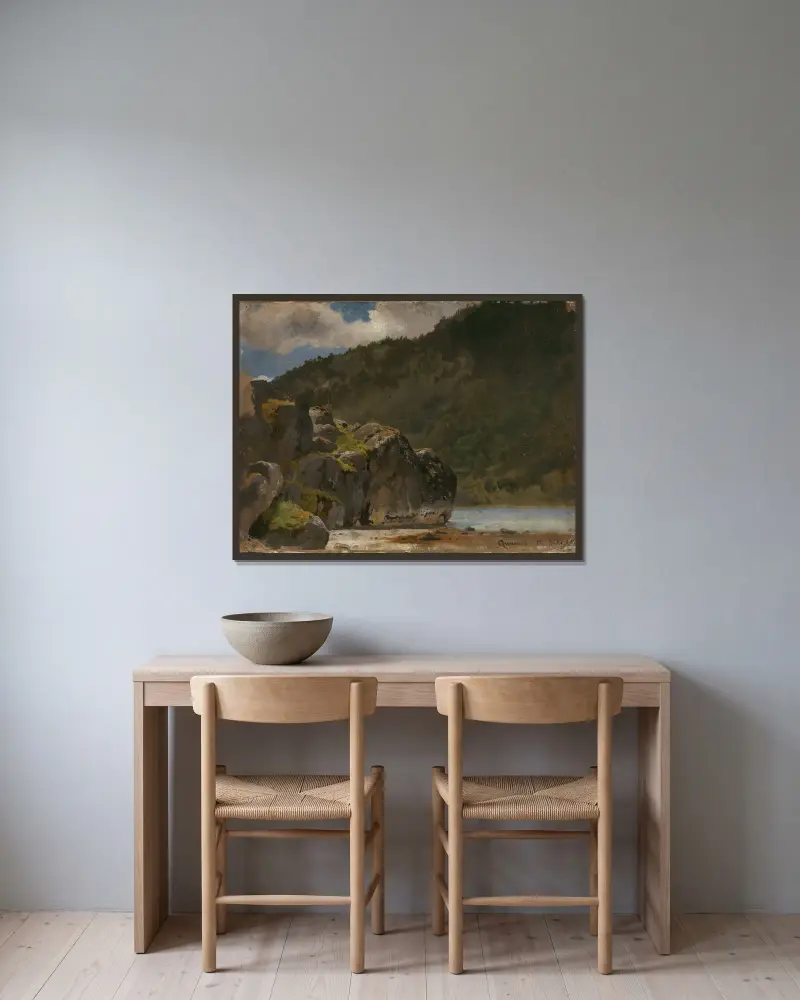 Från Kvamsøy i Sognefjorden av Hans Gude inramad på en vägg