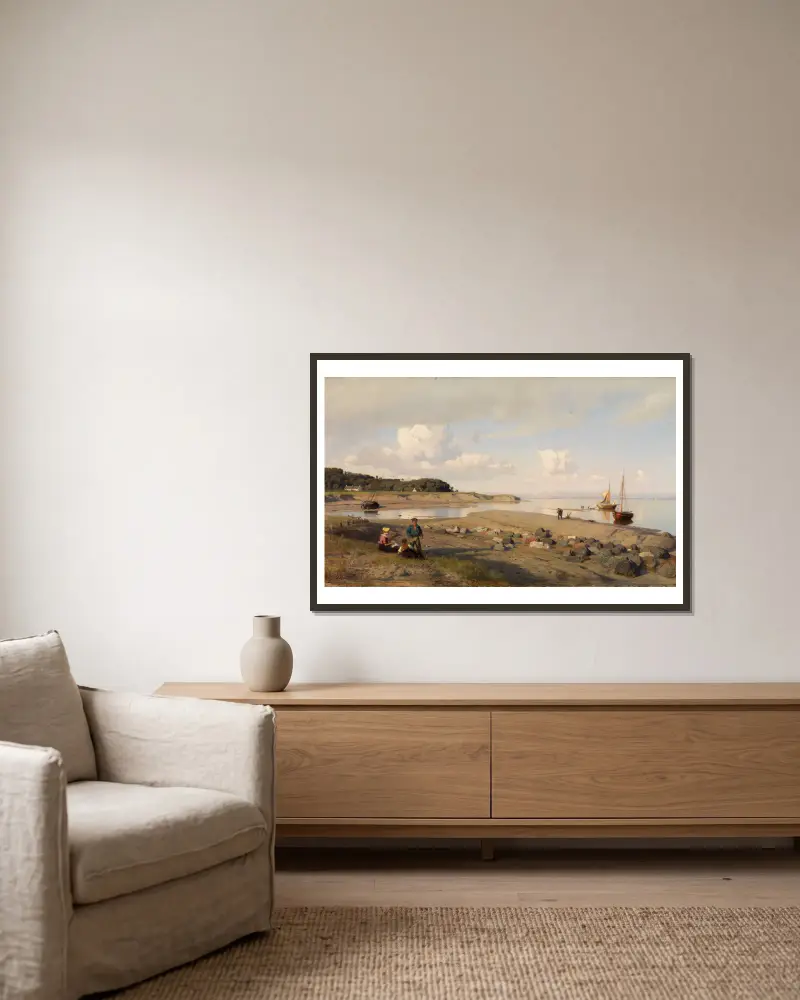 Schottische Küstenlandschaft von Hans Gude gerahmt an einer Wand