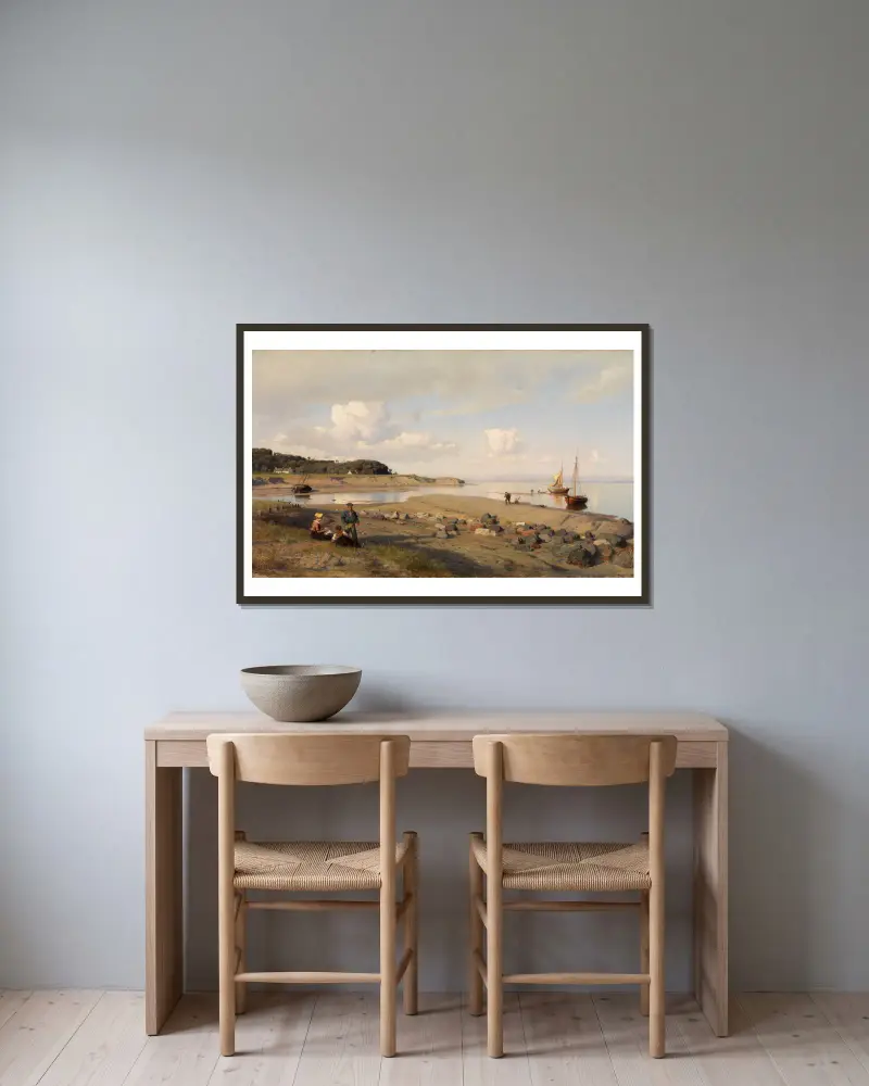 Schottische Küstenlandschaft von Hans Gude gerahmt an einer Wand