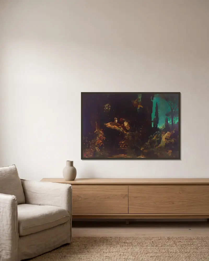 Ein Sommernachtstraum von Hans Makart gerahmt an einer Wand