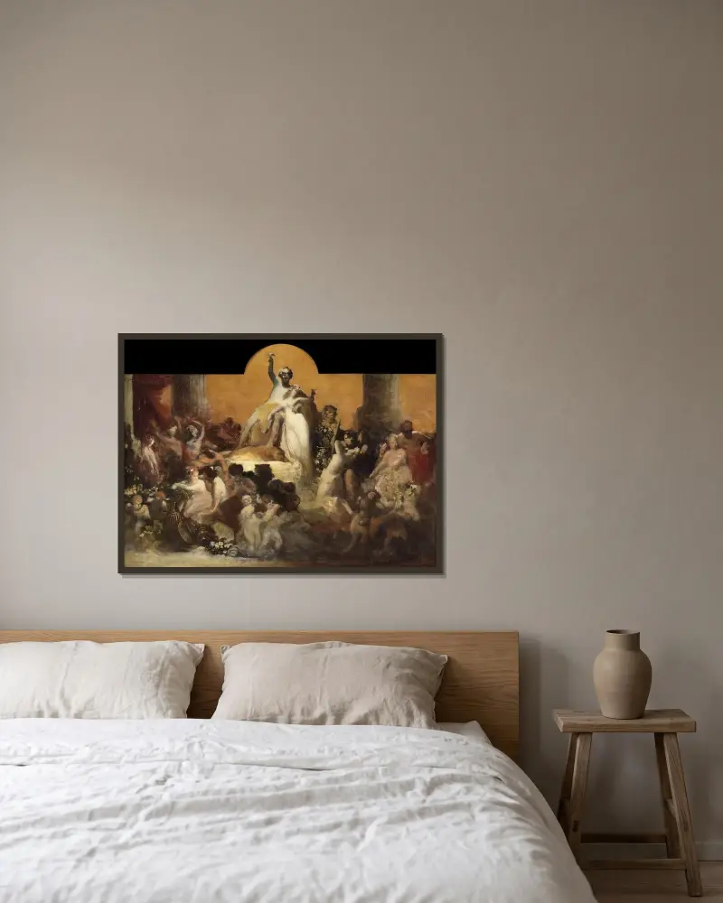 Bacchanal av Hans Makart inramad på en vägg
