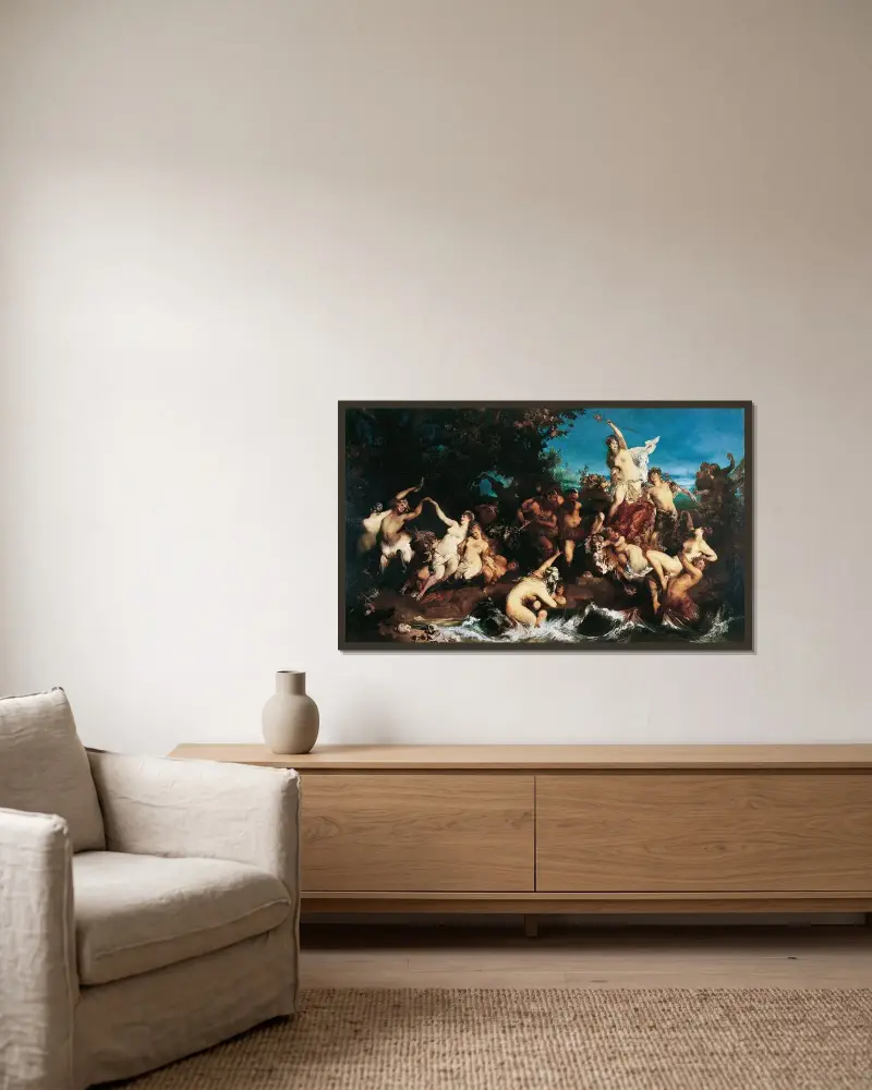 Bacchus och Ariadne av Hans Makart inramad på en vägg