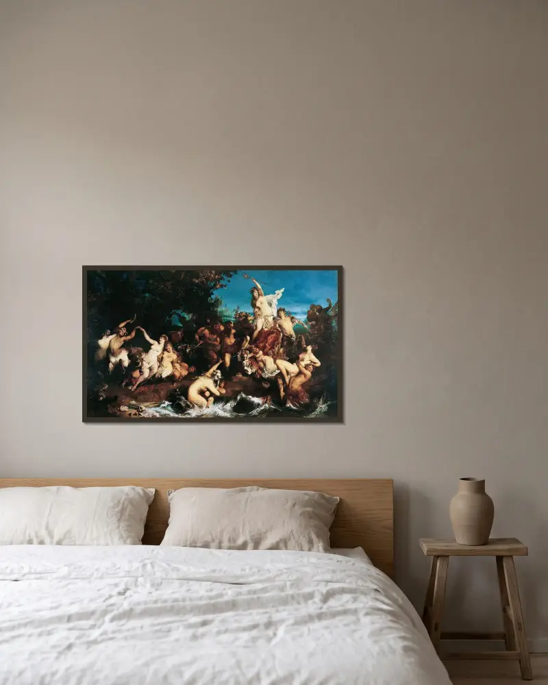 Bacchus och Ariadne av Hans Makart inramad på en vägg