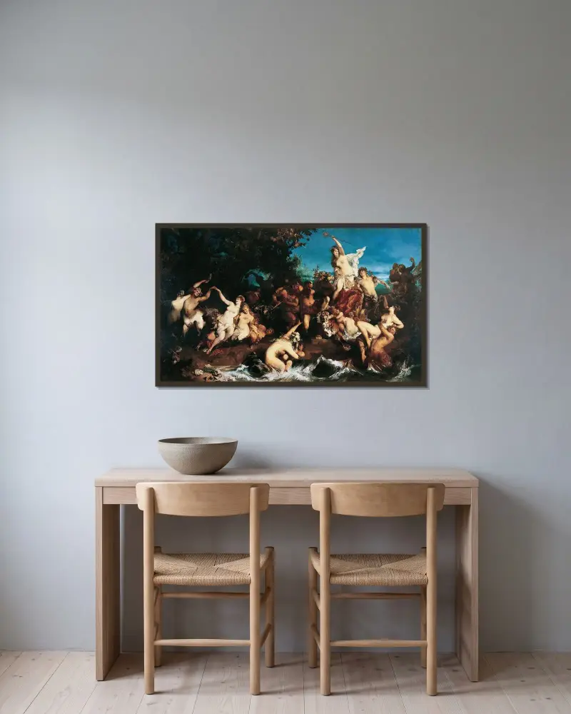 Bacchus och Ariadne av Hans Makart inramad på en vägg