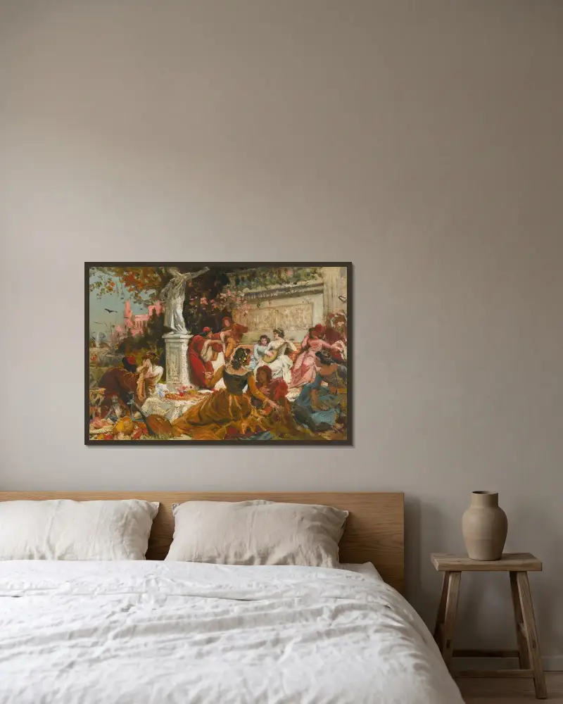 Bankett i en park av Hans Makart inramad på en vägg