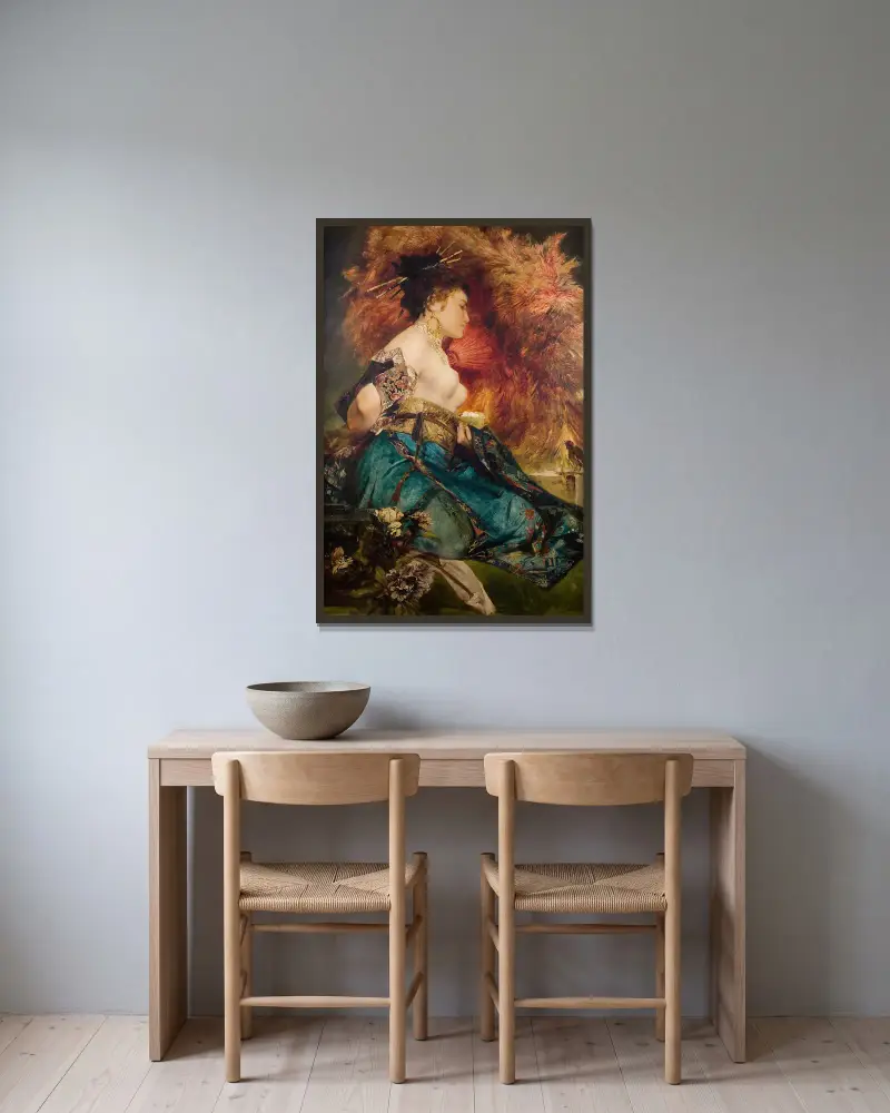 Die Japanerin av Hans Makart inramad på en vägg