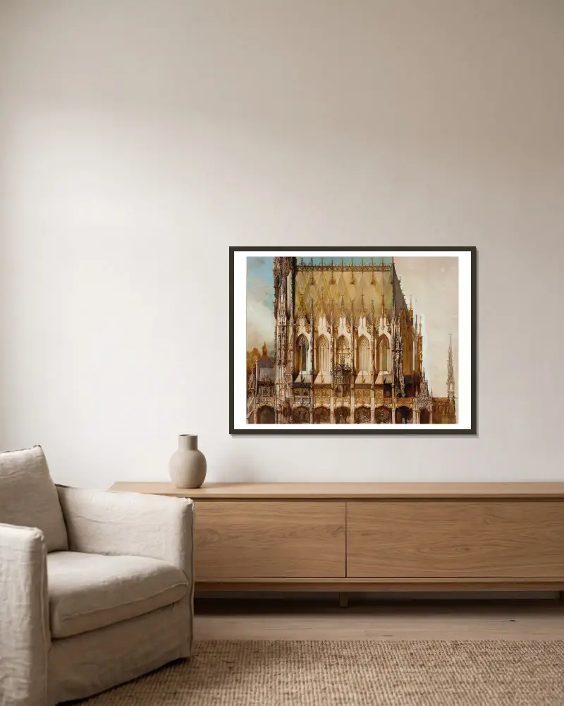 Gotische Grabkirche St. Michael, Seitenansicht av Hans Makart inramad på en vägg