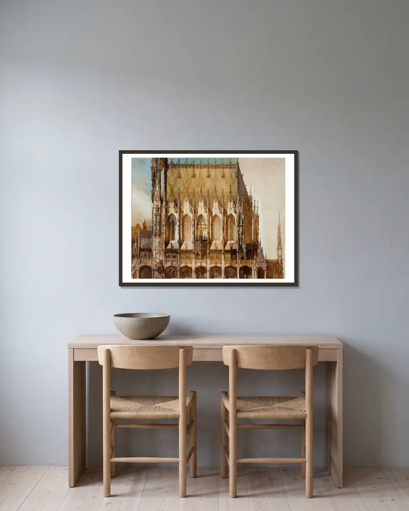 Gotische Grabkirche St. Michael, Seitenansicht av Hans Makart inramad på en vägg