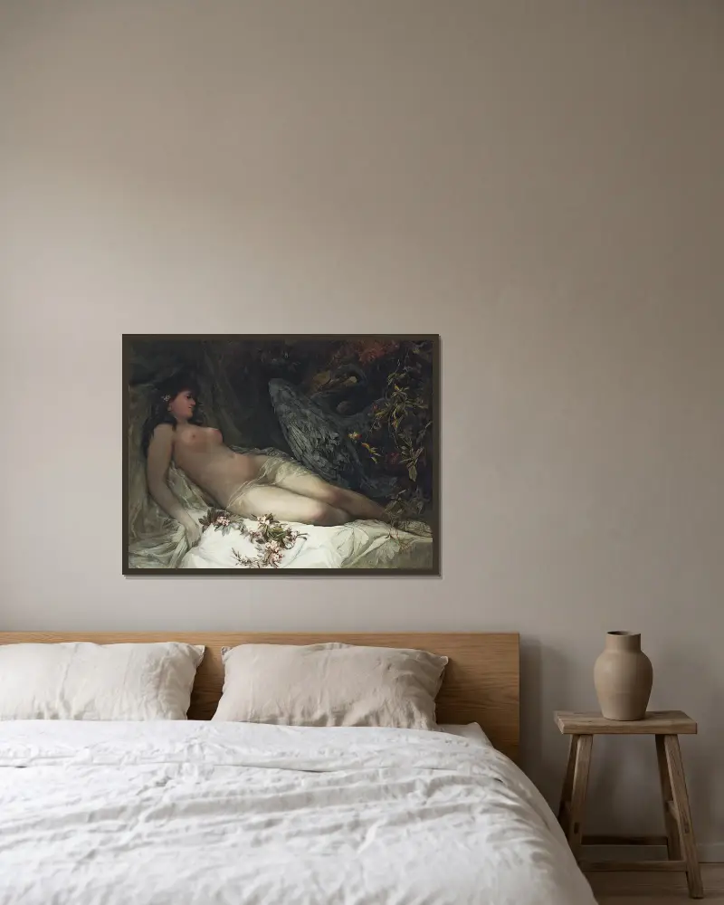 Leda And The Swan av Hans Makart inramad på en vägg
