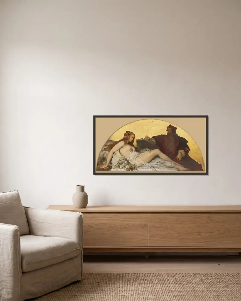 Leonardo da Vinci av Hans Makart inramad på en vägg