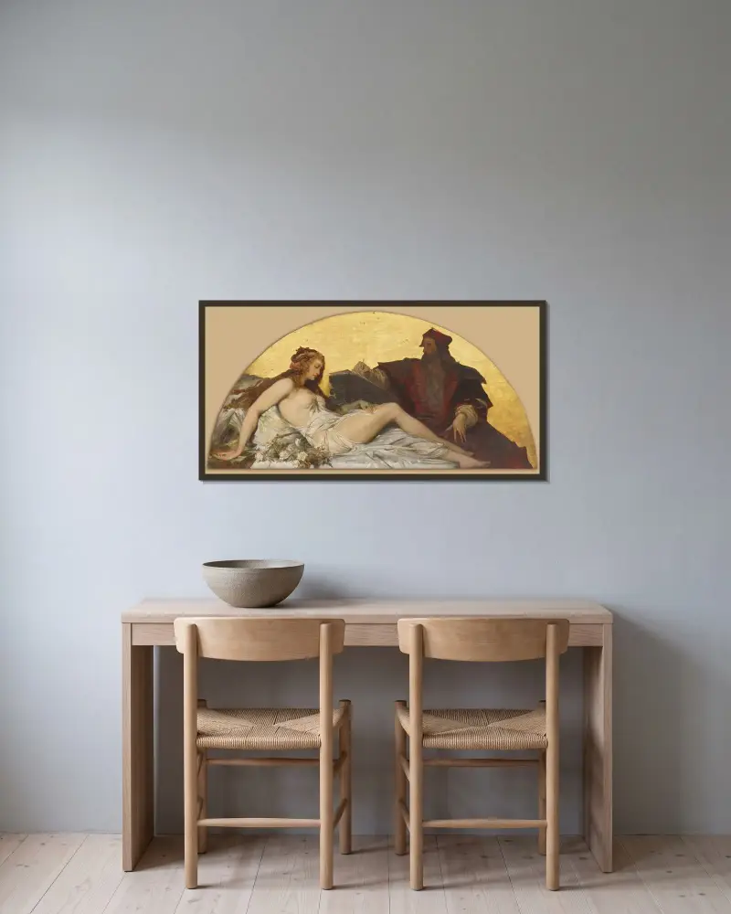 Leonardo da Vinci av Hans Makart inramad på en vägg