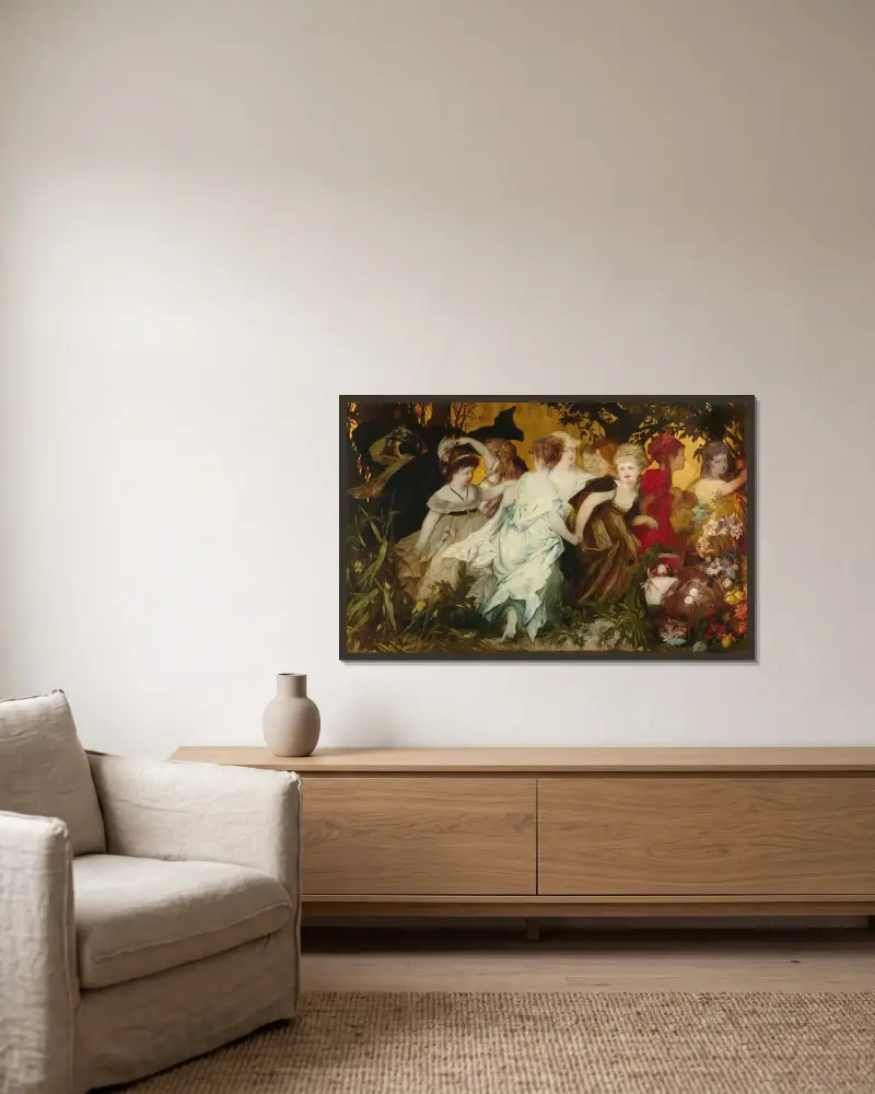 Moderna amoretto av Hans Makart inramad på en vägg