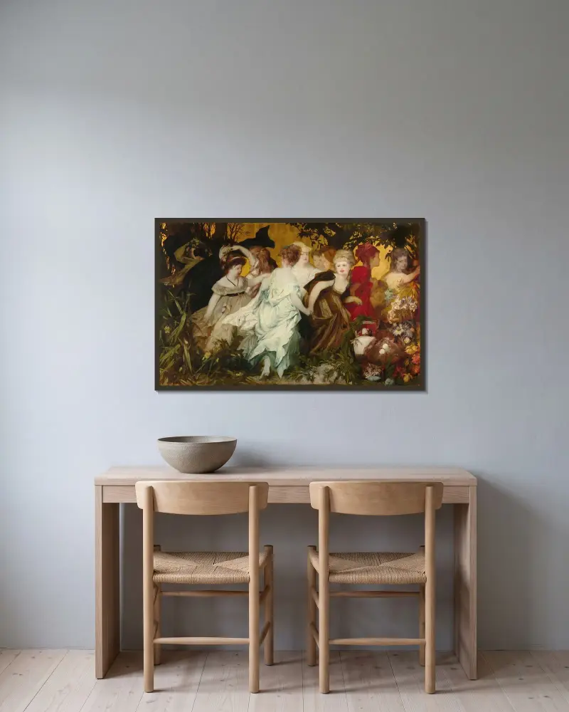 Moderna amoretto av Hans Makart inramad på en vägg