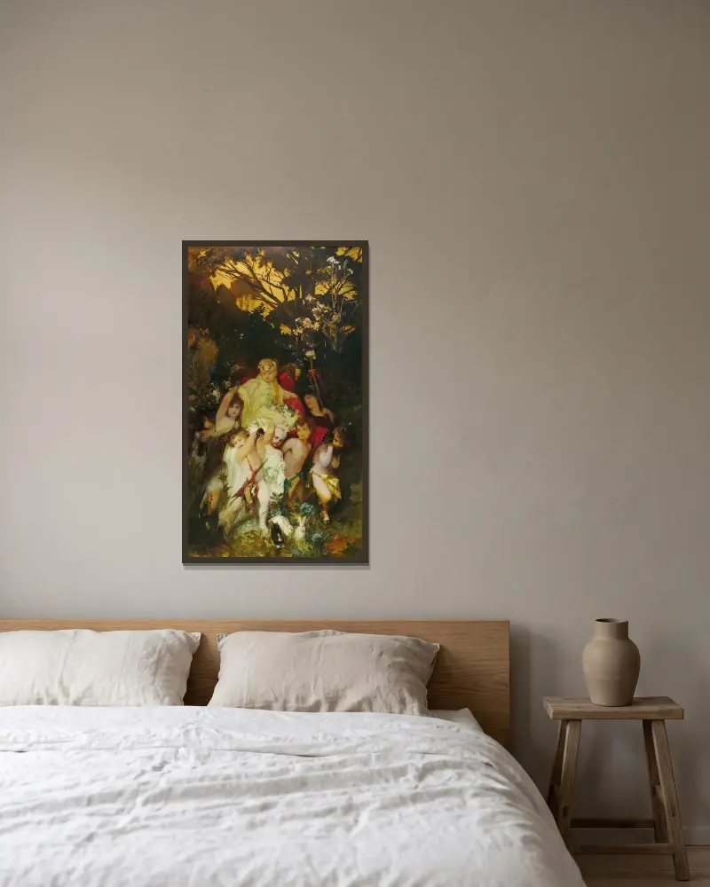 Modern Amoretti av Hans Makart inramad på en vägg