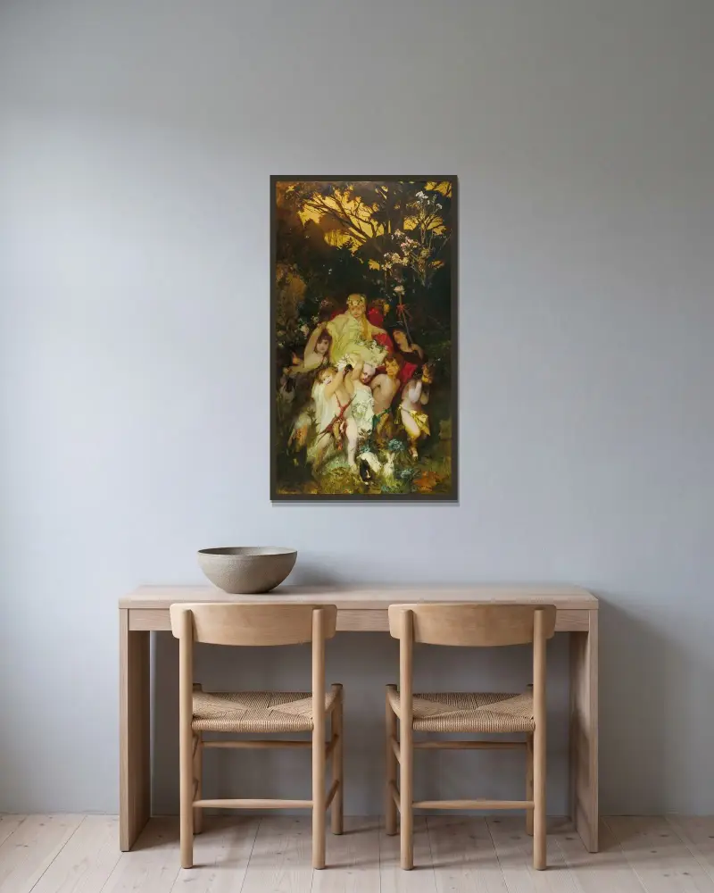 Modern Amoretti av Hans Makart inramad på en vägg