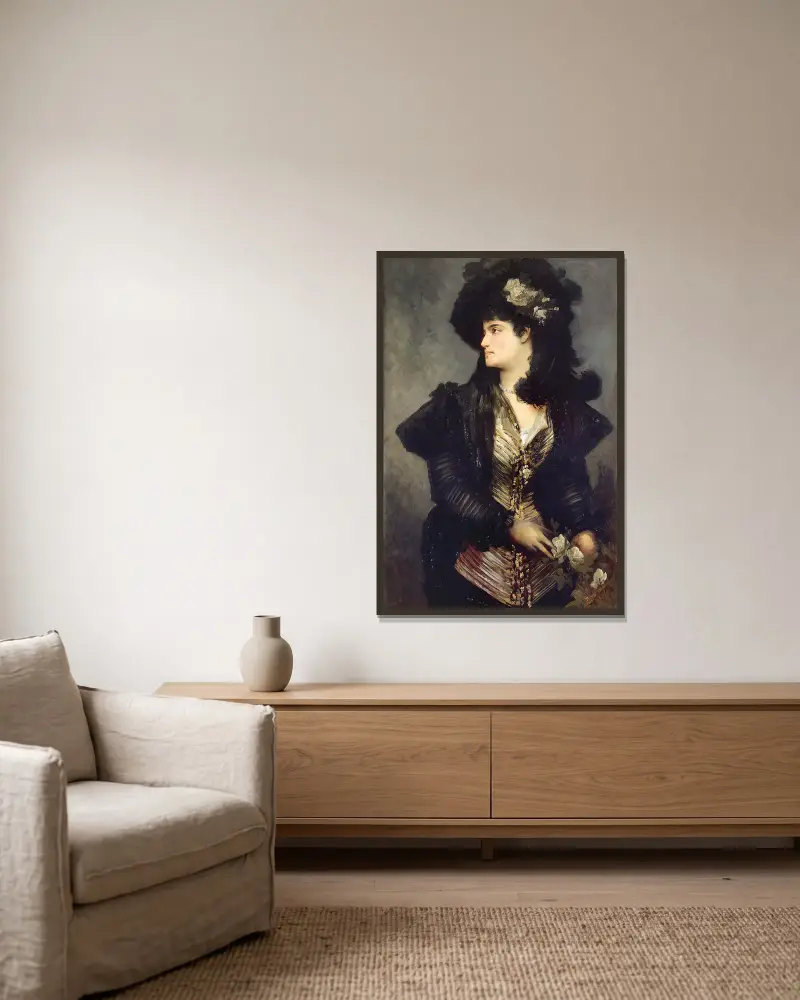 Portrait Of A Lady av Hans Makart inramad på en vägg