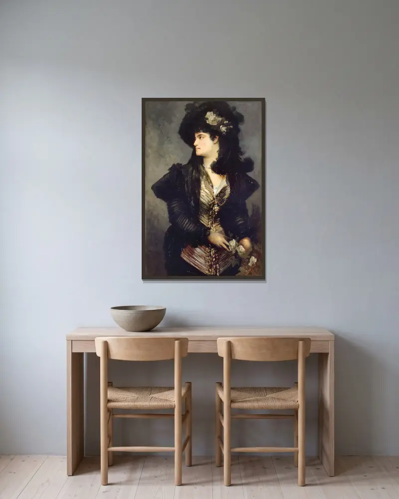 Portrait Of A Lady av Hans Makart inramad på en vägg