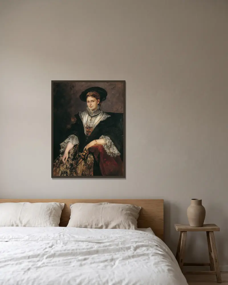 Portrait Of Bertha Von Piloty av Hans Makart inramad på en vägg