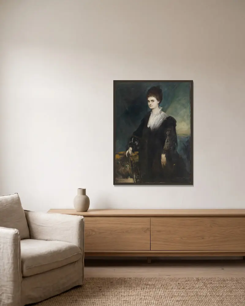 Portrait of Countess Marie von Coudenhove-Kalergi av Hans Makart inramad på en vägg