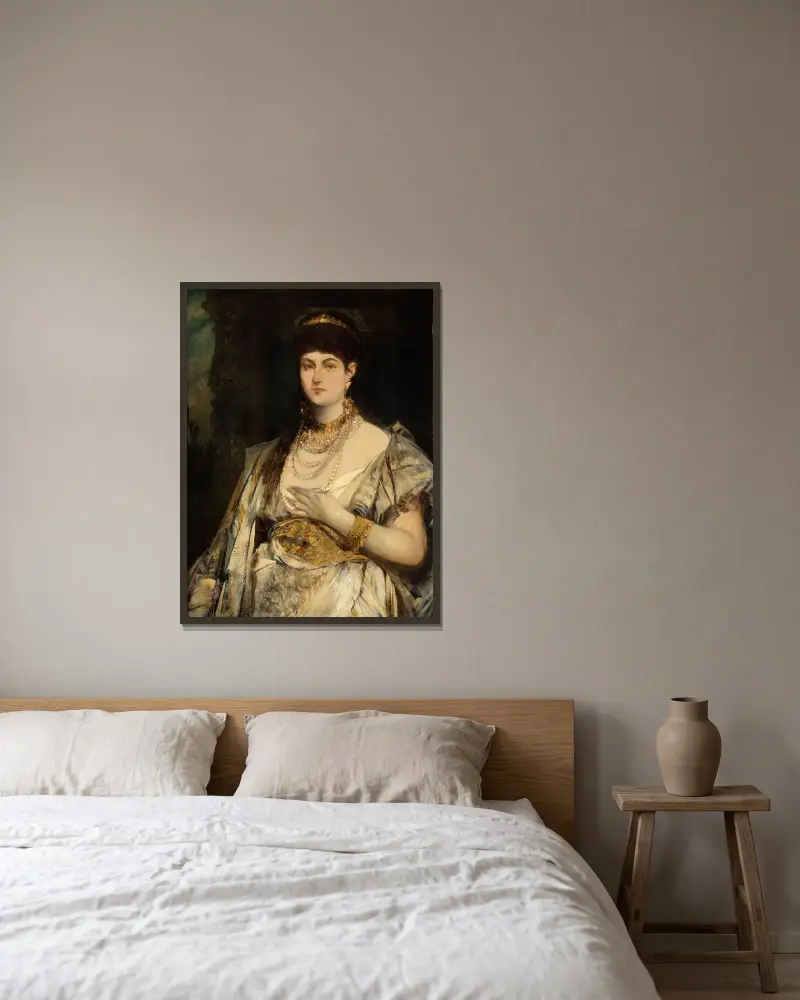 Portrait of Henriette Mankiewicz av Hans Makart inramad på en vägg