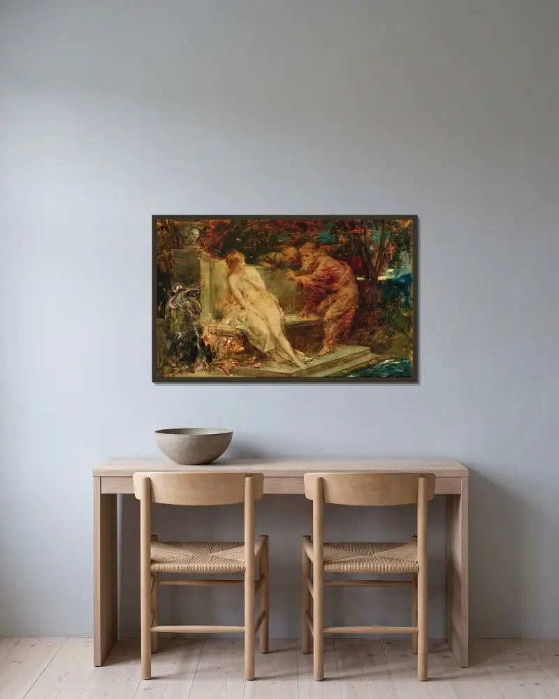 Susanna och de äldste av Hans Makart inramad på en vägg