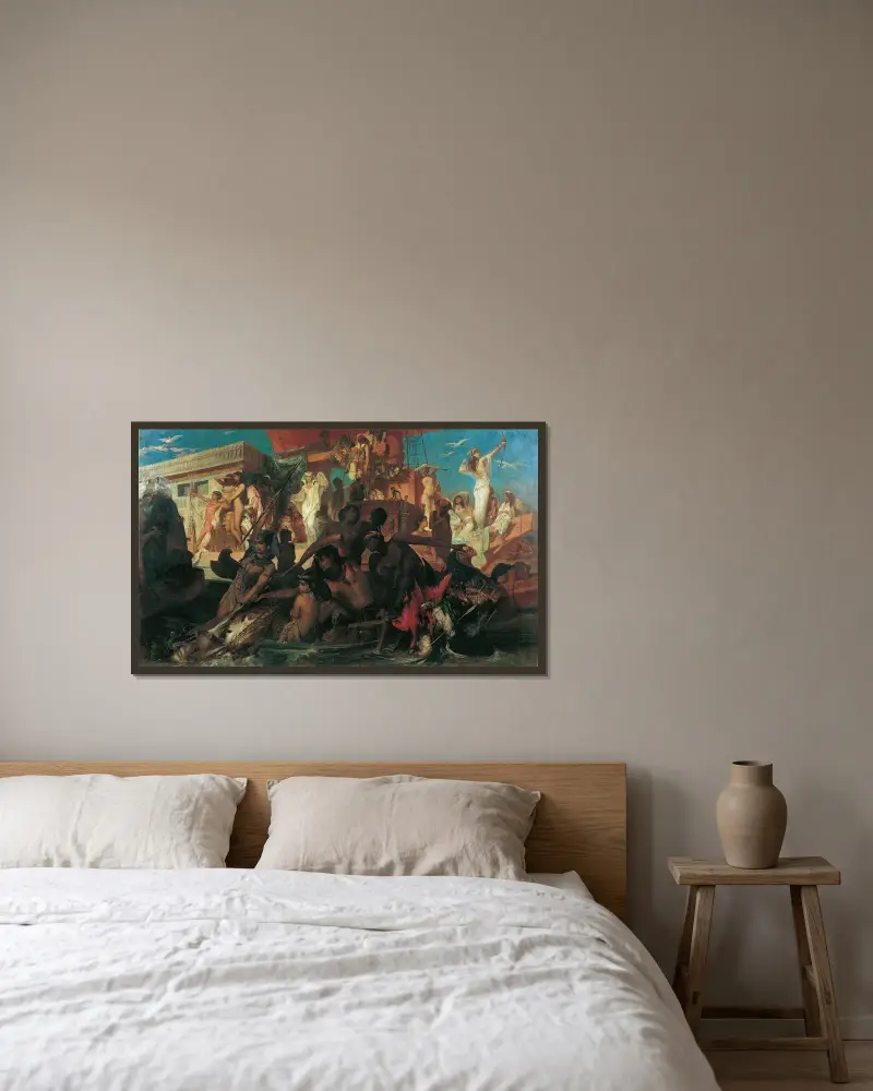 Nilenjakten av Hans Makart inramad på en vägg