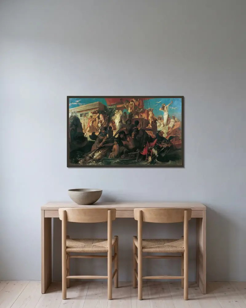 Nilenjakten av Hans Makart inramad på en vägg