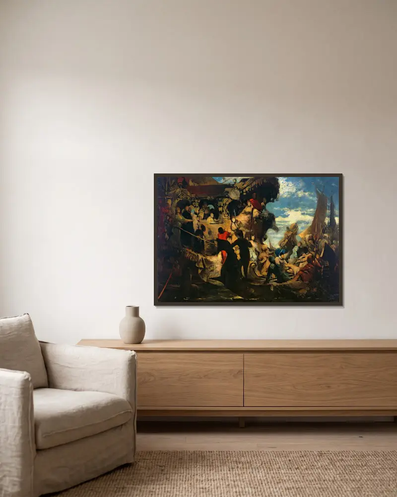 Venedig Huldigt Catarina Cornero av Hans Makart inramad på en vägg