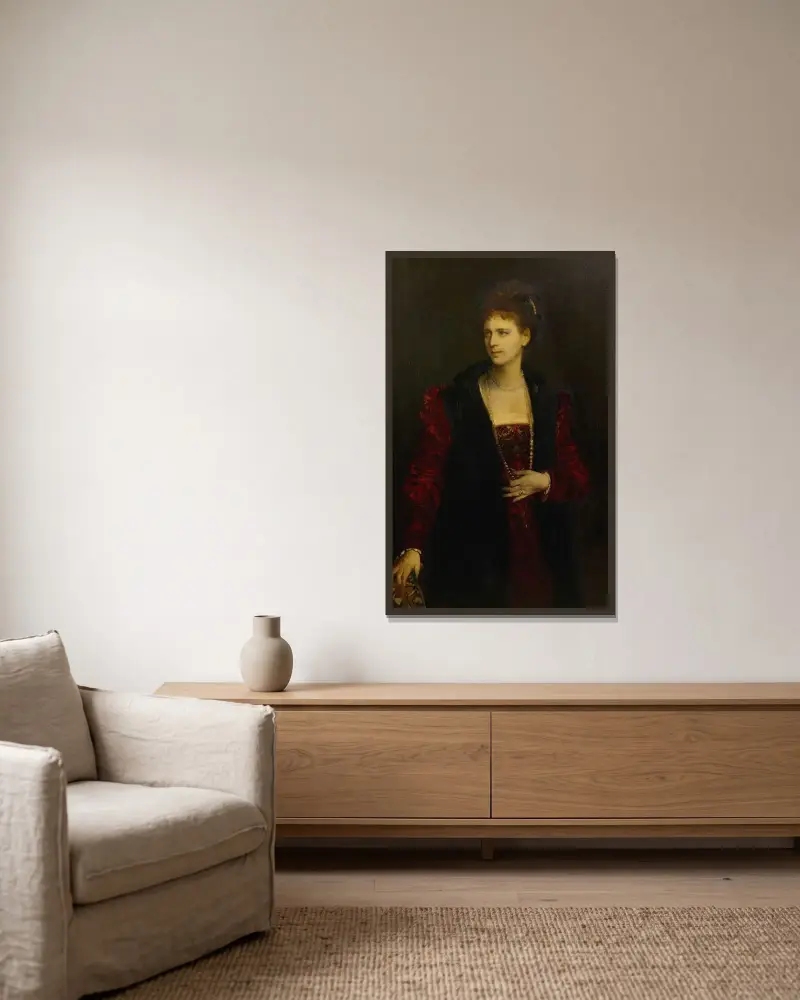 Zerline Gabillon (Schauspielerin) av Hans Makart inramad på en vägg