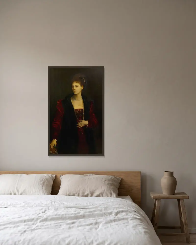Zerline Gabillon (Schauspielerin) av Hans Makart inramad på en vägg