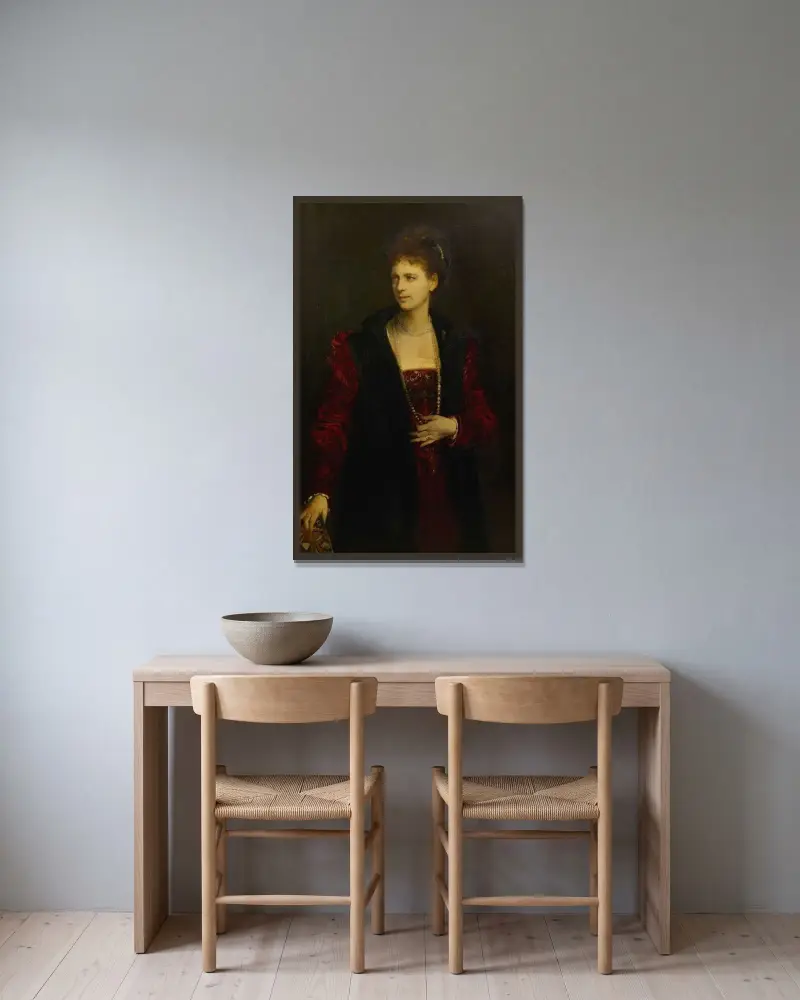 Zerline Gabillon (Schauspielerin) av Hans Makart inramad på en vägg