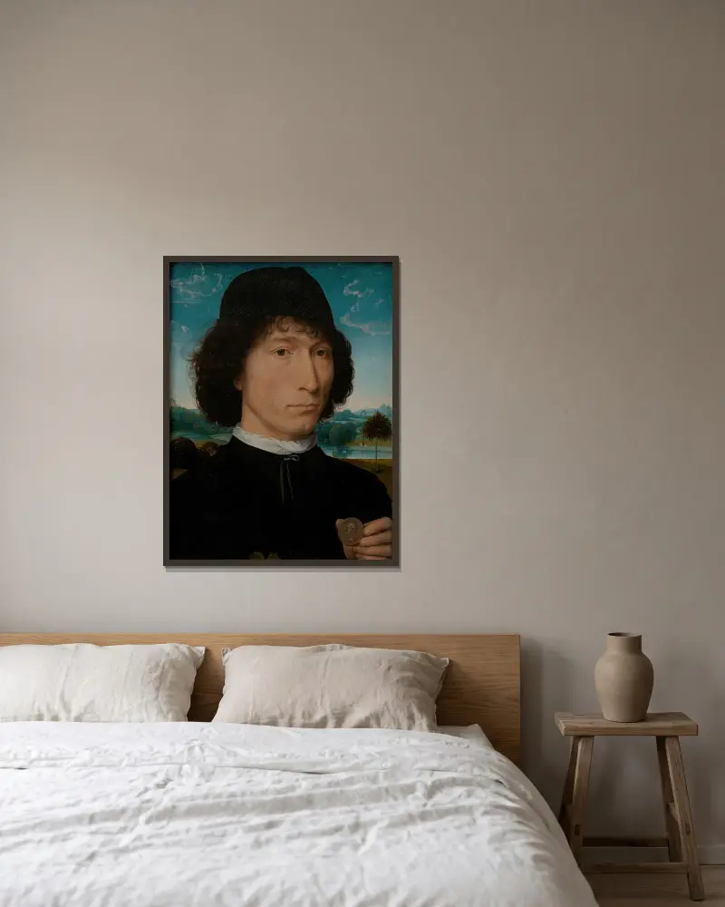 Bernardo Bembo, venetiansk statsman och ambassadör av Hans Memling inramad på en vägg