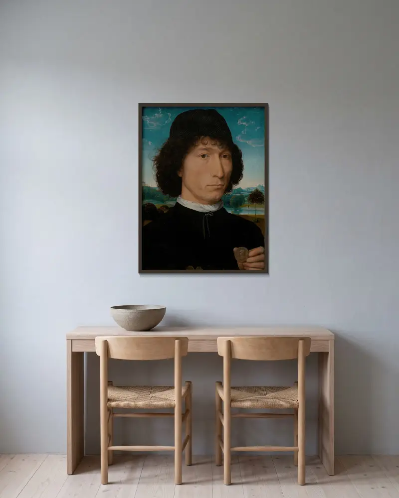 Bernardo Bembo, venetiansk statsman och ambassadör av Hans Memling inramad på en vägg