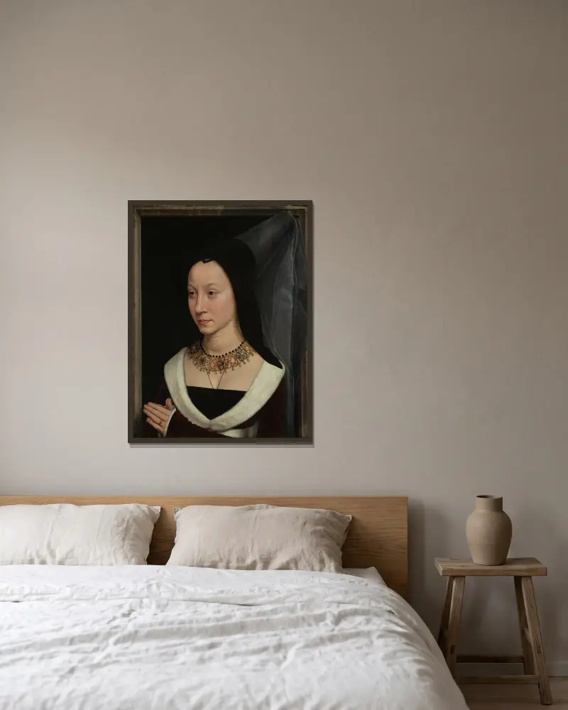 Maria Portinari (Maria Maddalena Baroncelli, narozena 1456), Hans Memling v rámu na stěně
