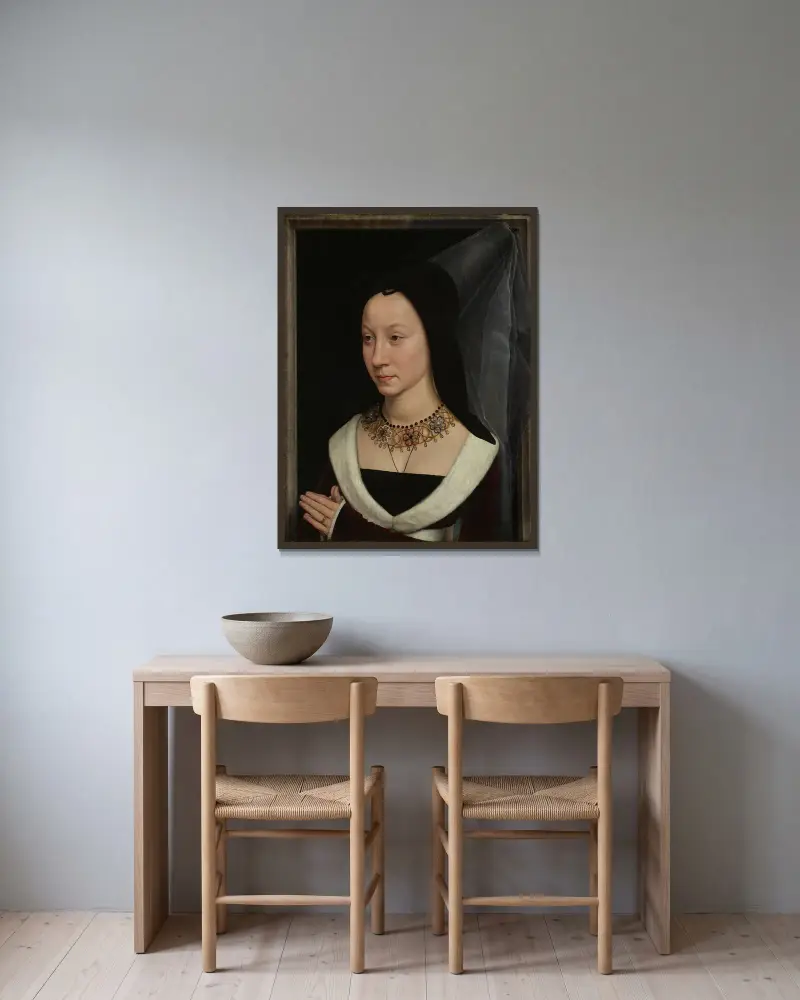 Maria Portinari (Maria Maddalena Baroncelli, narozena 1456), Hans Memling v rámu na stěně