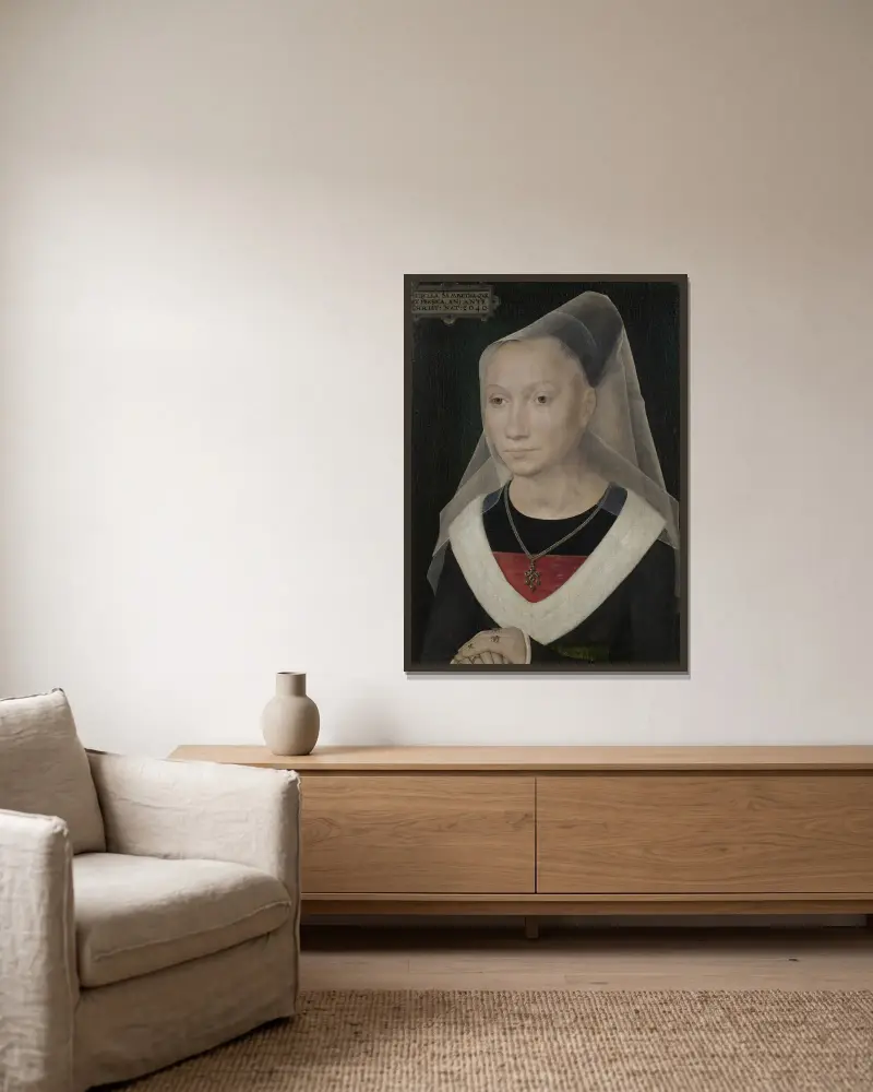 Sibylla Sambetha, 1480 von Hans Memling gerahmt an einer Wand