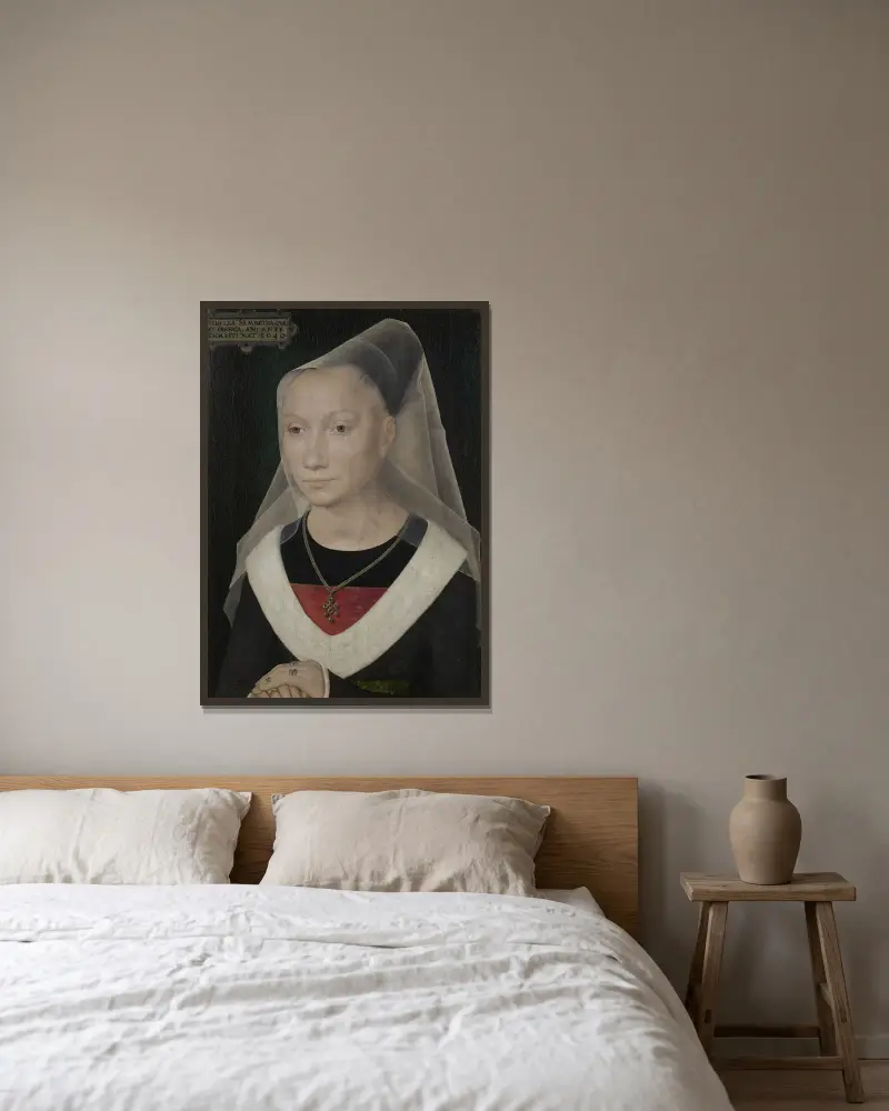 Sibylla Sambetha, 1480 von Hans Memling gerahmt an einer Wand