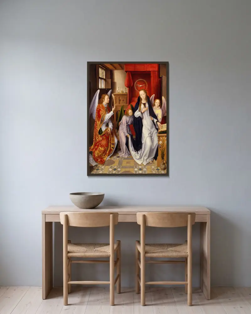 Zvěstování, Hans Memling v rámu na stěně