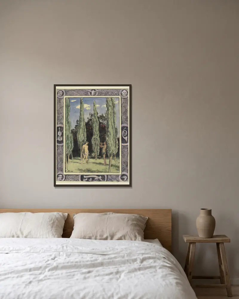 Apollo und Marsyas von Hans Thoma gerahmt an einer Wand