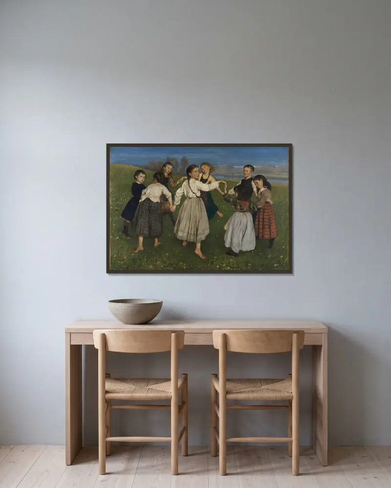 Kinderreigen von Hans Thoma gerahmt an einer Wand